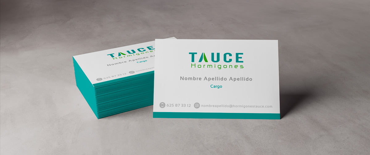 Creación de tarjetas de visita para Hormigones Tauce en Tenerife